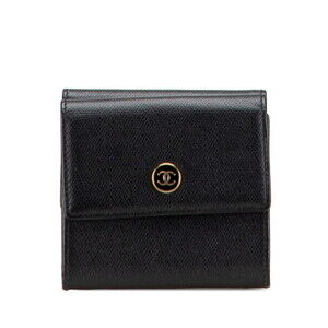 CHANEL Authentic Black Leather Wallet